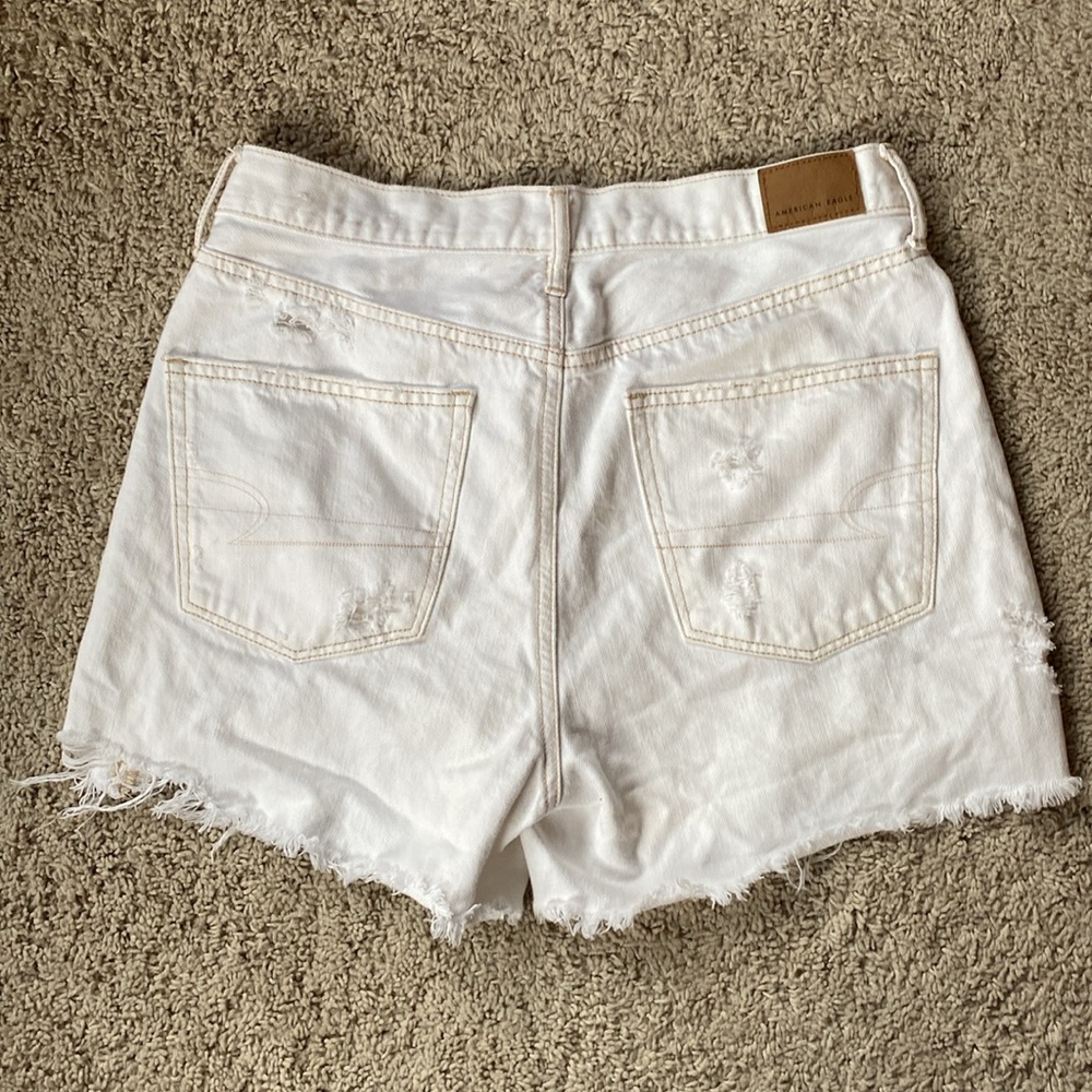 American Eagle White Distressed Jean Shorts